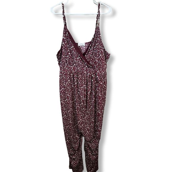 Kaleigh Women's Plus Size Spaghetti Strap Burgundy Floral Romper Size 3X #W‎ 111 - Picture 1 of 8